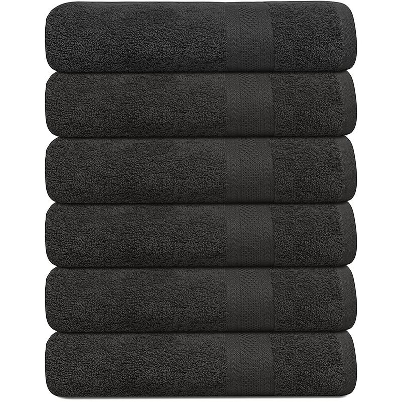 100% Cotton Bath Towels, 24x48 6-Pack, Quick Drying, Highly Absorbent, Soft Hand Feel, Luxuriously Soft Towels (Gray, 24x48 - 6-Pack) Shower