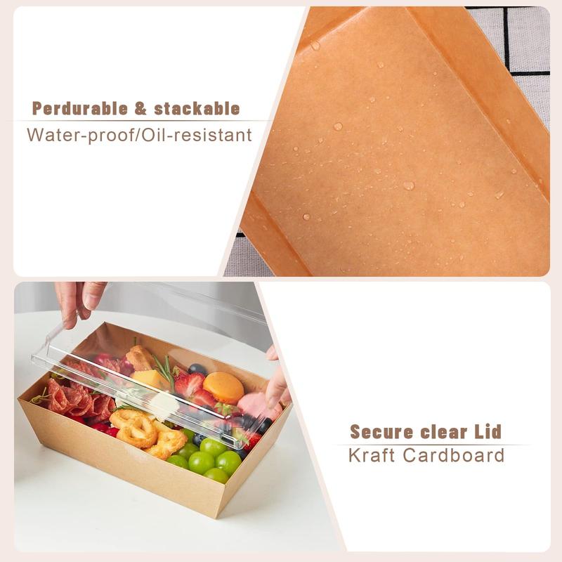 30 Pack Charcuterie Boxes with Clear Lids, 8x6 Inch To Go Paper Charcuterie Box, Food Disposable Containers, Charcuterie Board with Lid for Sandwiches, Strawberries, Cookie, Cake Slice, Cupcakes