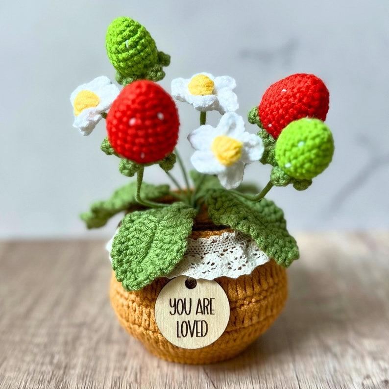 Crochet Flower Plant, Crochet Sunflower Gift Decor, Crochet Plant in Pot, Encouragement Daily Positive Affirmation, Tulip Rose Daisy Crochet, Crochet Gift