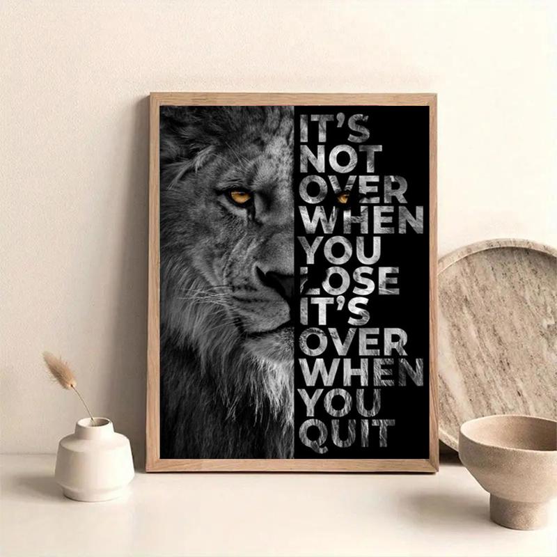 Lion & Letter Pattern Wall Art without Frame, 1 Count Motivational Slogan Modern Canvas Wall Art Poster, Wall Art Decor for Home Living Room Bedroom Office School