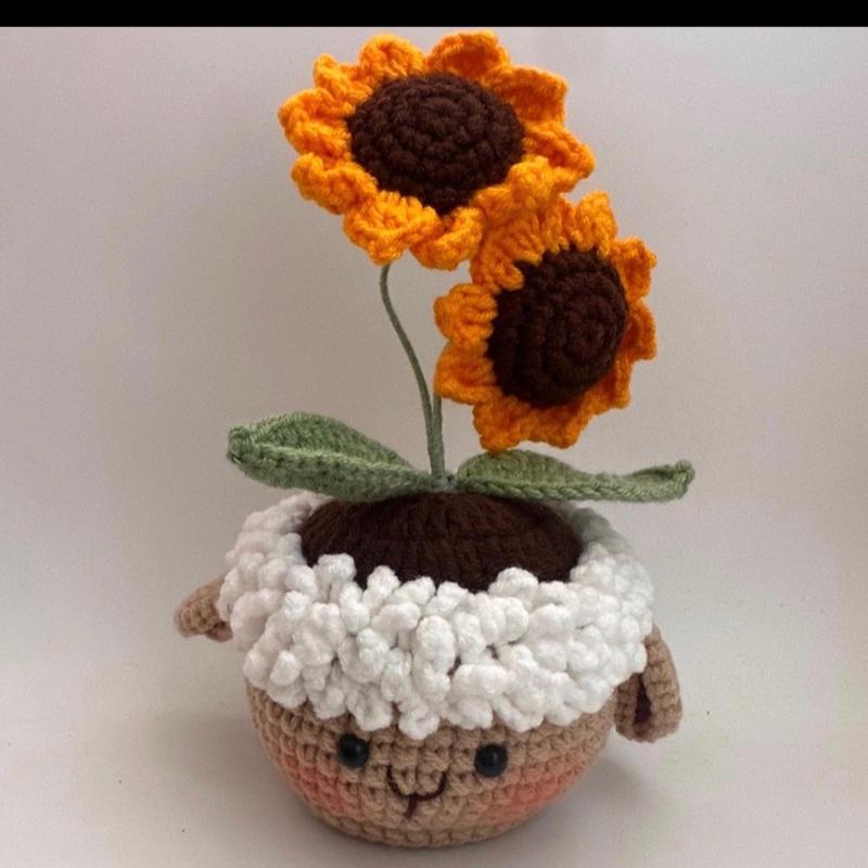 Crochet Flowers Pot Handmade | Decorative