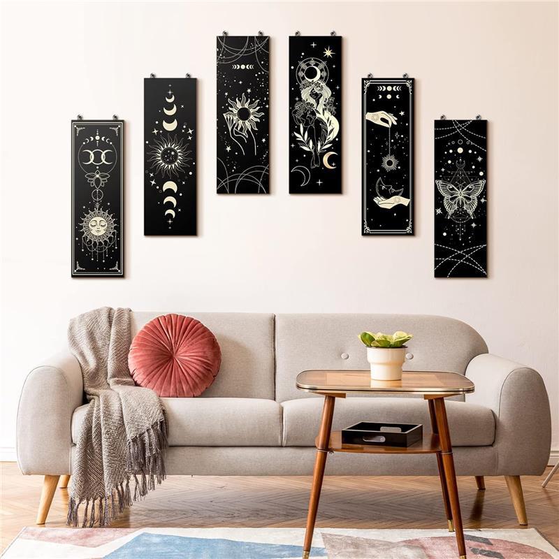 New 6 Pieces Boho Wall Decor Wall Art  Wall Hanging Boho Wooden Home Farmhouse Hangable Ornaments Decoration