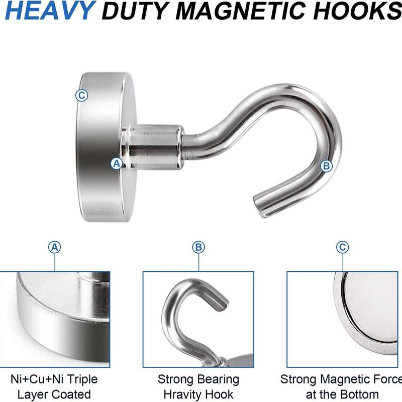 Magnetic Hook, 10pcs Durable Magnetic Hooks, Multifunctional Magnetic Hooks for Kitchen, Office, Hanging Hooks for Fridge, Cabinet, Shelf