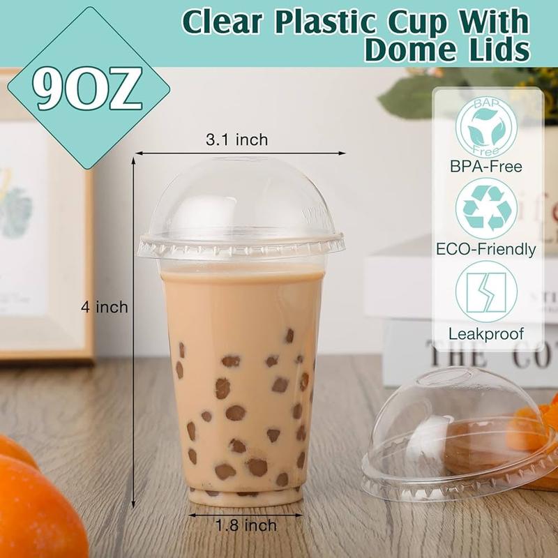 80 Pcs Clear Plastic Cups with Dome Lids 9 oz Disposable Dessert Cups Plastic Cups Clear Smoothie Cups Parfait Cups Disposable Party Cups with Lids for Ice Cream Cake Fruit Party Supplies Dr