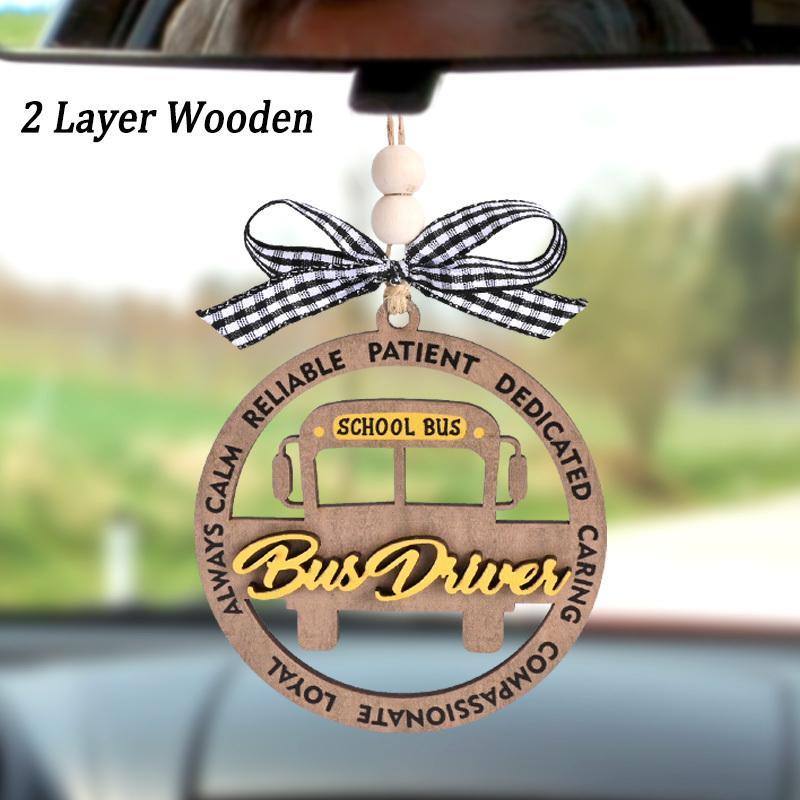 School Bus Design Driver Themed Ornament, 1 Count Unique Christmas Pendant, Bus Driver Appreciation Gifts for Men Women