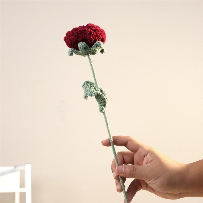 Handmade Knitted Rose, Summer Home Decor Diy Artificial Rose Faux Flowers, Decorative Flower without Vase, Diy Decorative Flowers Bouquet Ornaments for Flower Vase, Room  Flower Arrangement Decor, Bedroom Decor, Fall Decor, Men Gifts