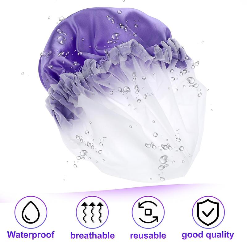 Large Shower Caps for Women,  Shower Cap Double Layers Bath Caps Reusable Hair Cap Washable Elastic Shower Bonnet Bath Hair Hat for Long Hair Braids