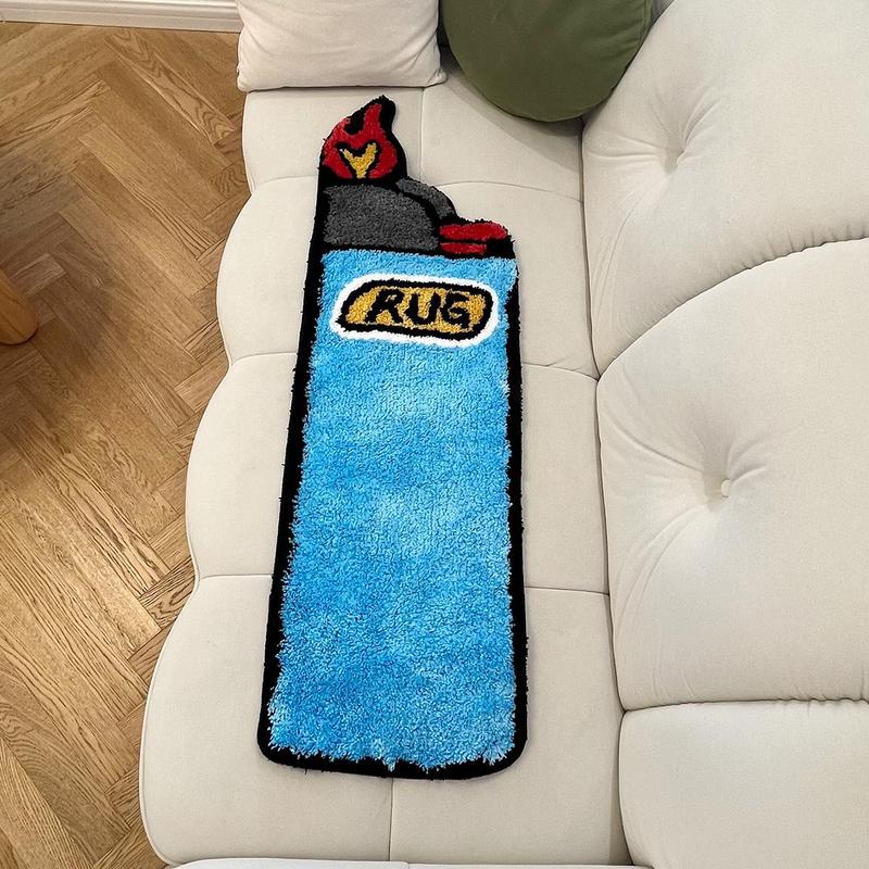 Creative Lighter Shaped Bath Mat, Non-slip Soft Floor Mat, Decorative Carpet for Home Living Room Bedroom Bathroom, Home Decor, Room Decor