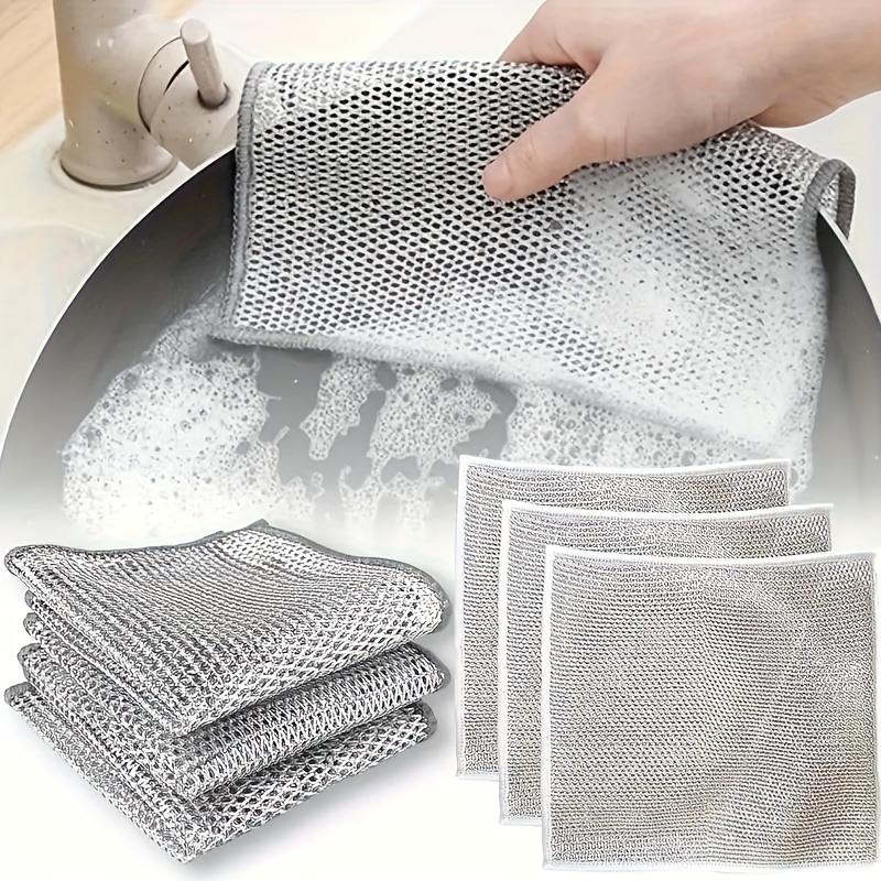 New UpgradeTriple-Layer Non Scratch Wire Dishcloth,Wire Dishwashing Rag,Kitchen Cleaning DishRags,Powerful Multipurpose Wire Miracle Cleaning Cloths For Cookware,Sinks, Dishes,Stove Top