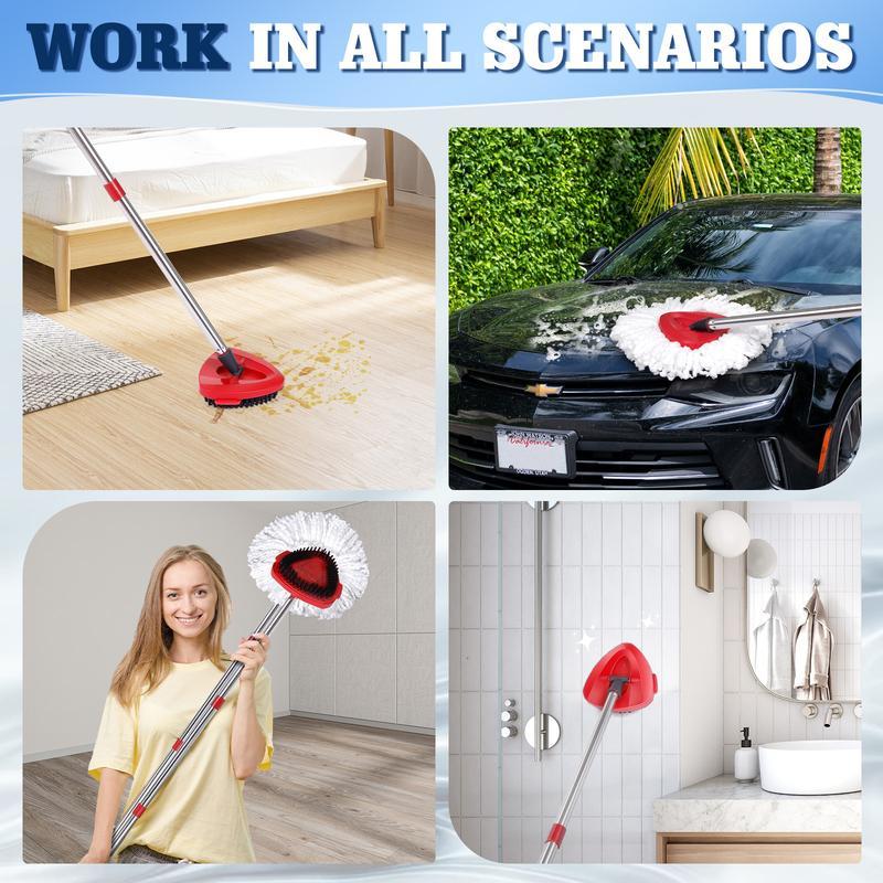 Spin Mop Replacements Head Compatible with Ocedar EasyWring 1-Tank System,Microfiber Spin Mop Refills Head,1 Mop Scrub Brush + 1 Mop Base + 5 Pack Cleaning Floor Mop Head