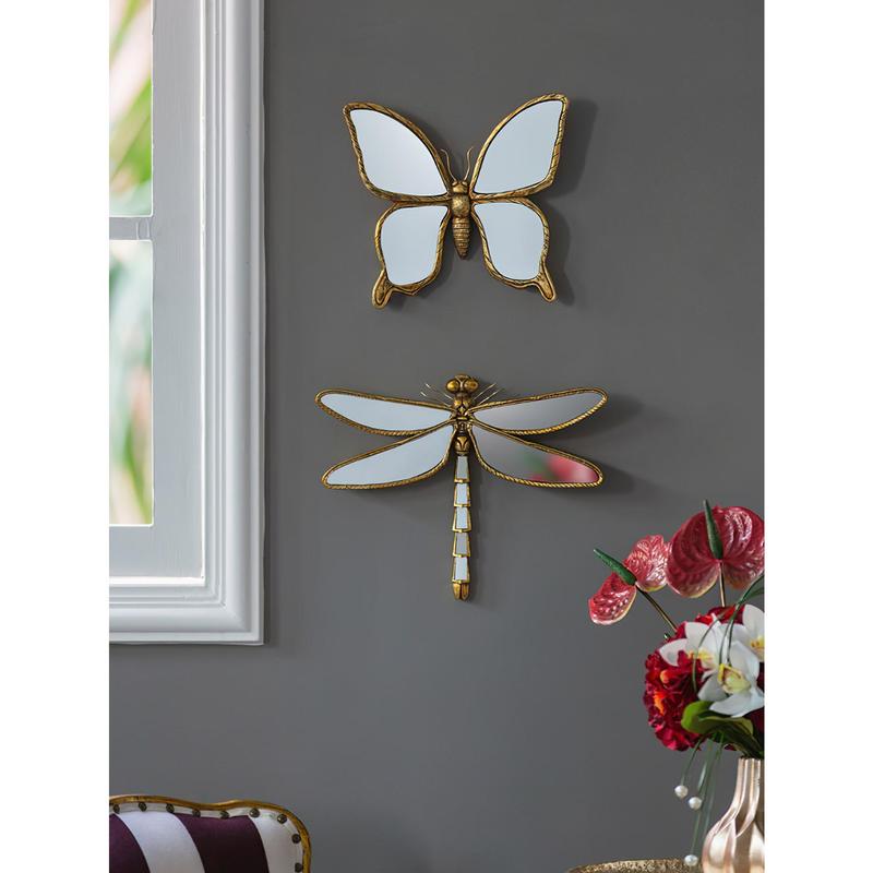 1pc Large 3D Dragonfly Resin Mirror Wall Decoration – Retro Hanging Decor for Living Room or Bedroom, Perfect Housewarming Gift