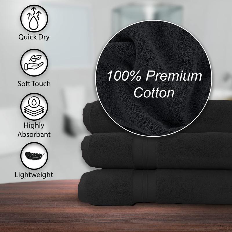 100% Cotton Bath Towels, 24x48 6-Pack, Quick Drying, Highly Absorbent, Soft Hand Feel, Luxuriously Soft Towels (Gray, 24x48 - 6-Pack) Shower