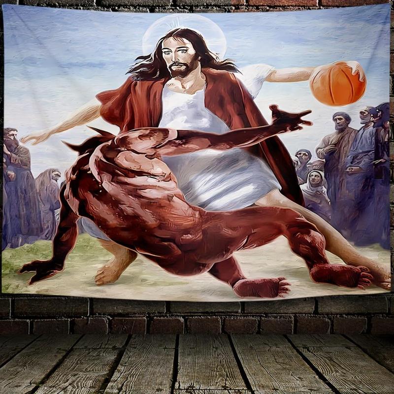 Basketball Tapestry Funny Wall Hanging Polyester Tapestry For Living Room Bedroom Office Home Room Party Decoration