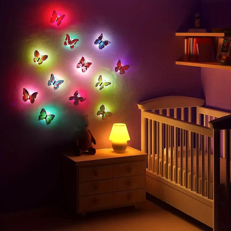 Christmas Random Color 3D Butterfly Shaped Night Light for Room Decor, 24pcs set Luminous Wall Sticker Room Decor, Pride Month Decorative Decal for Party Festival, Bedroom Decor, Summer Essentials