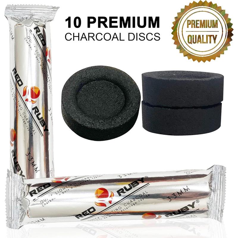 Charcoal Tablets for Incense –  Charcoal Disks – 33 mm Coal Rolls – Pack of 10 Coal Briquettes – Slow Burn - Instant Lighting Aroma Accessory