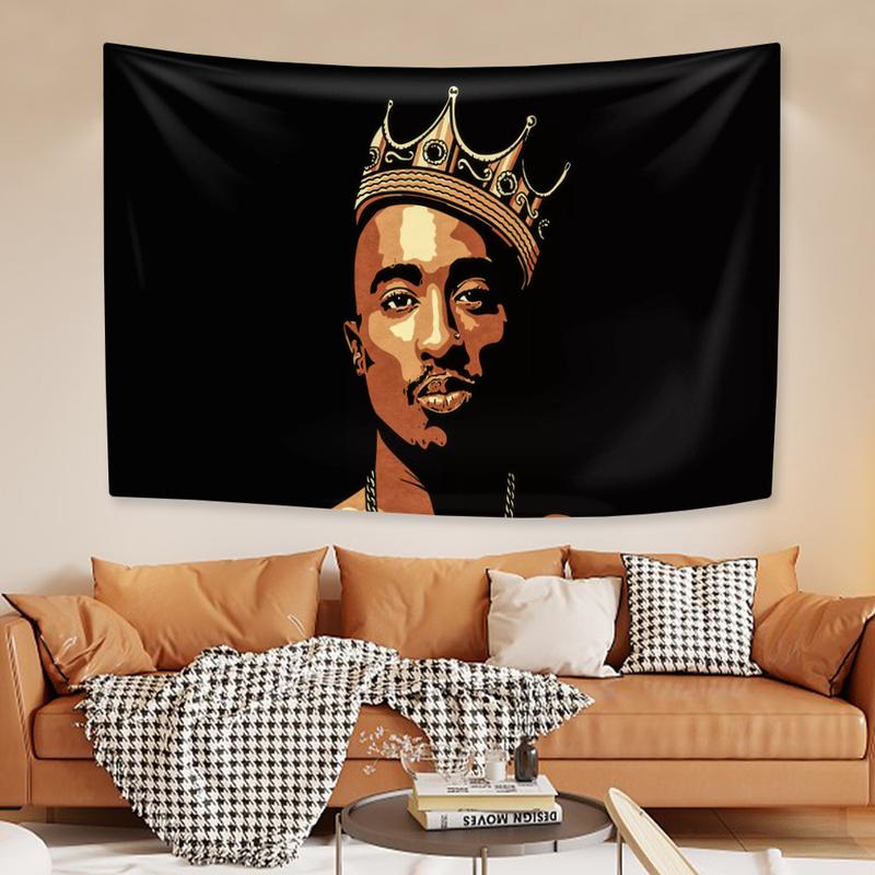 Rapper Tupac Tapestry Pop Singer Wall Hanging Bedroom Dormitory Background Cloth Home Decor Aesthetics Festival Gift