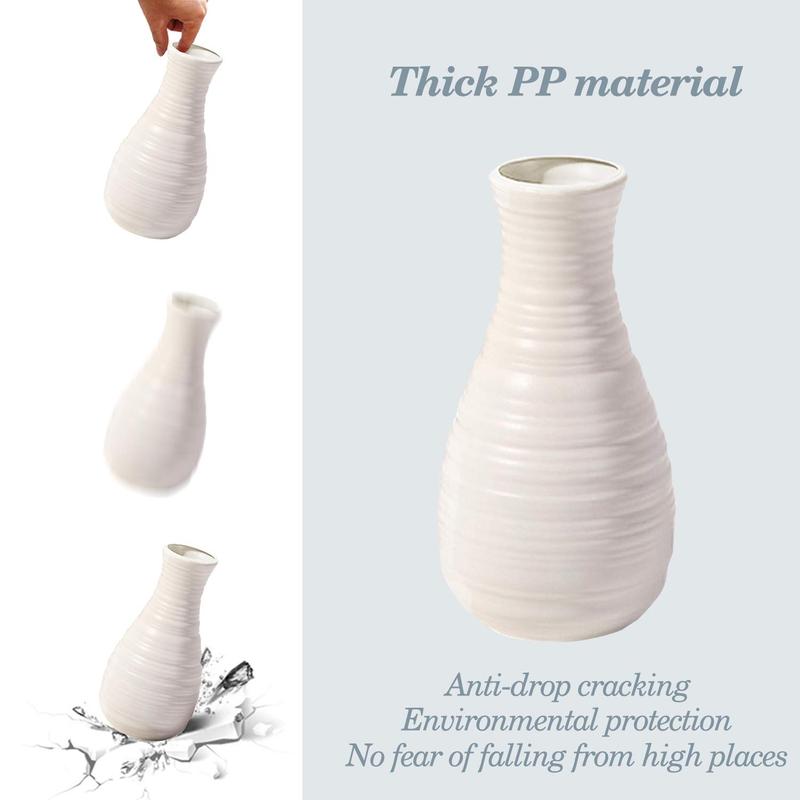 Unbreakable Vase for Flowers, Ceramic Look Plastic Vase for Home Decor, Living Room, Table (Seashell White)