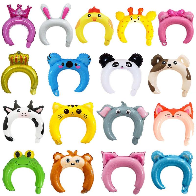 20pcs Random Color Cartoon Animal Pattern Headband Balloon, Party Decoration Balloon, Cute Party Decorations For Kids And Adults