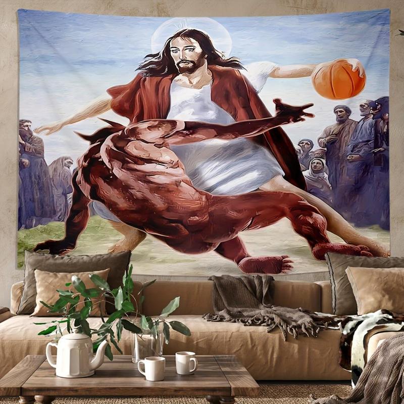 Basketball Tapestry Funny Wall Hanging Polyester Tapestry For Living Room Bedroom Office Home Room Party Decoration