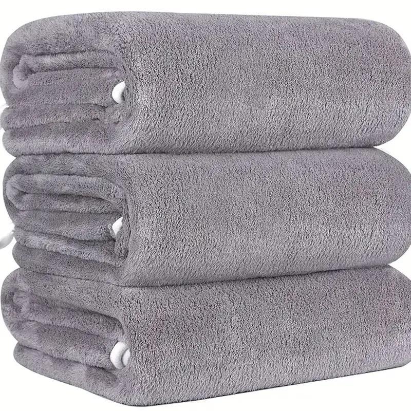 Bathroom Accessories Bath Towel, 3pcs Soft Absorbent Shower Towel, Solid Color Bath Towel for Home, Bathroom Supplies