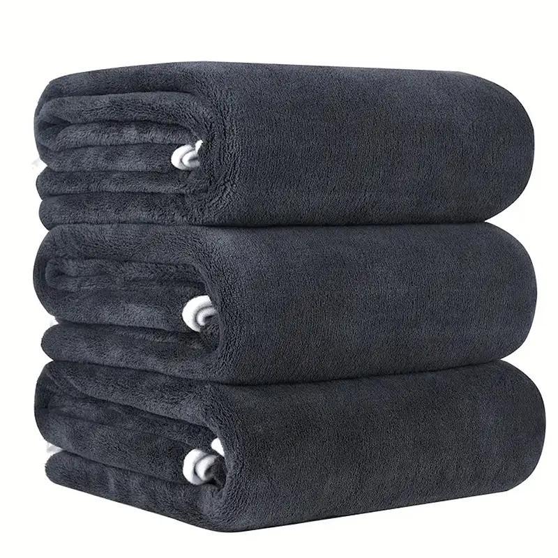 Bathroom Accessories Bath Towel, 3pcs Soft Absorbent Shower Towel, Solid Color Bath Towel for Home, Bathroom Supplies