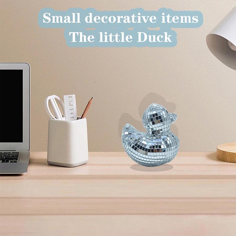 Disco Mirror Duck Design Ornament, 1 Count Home Decor Statue, Desktop Decoration for Hallway Shelves Room Restaurants Cafes Bars