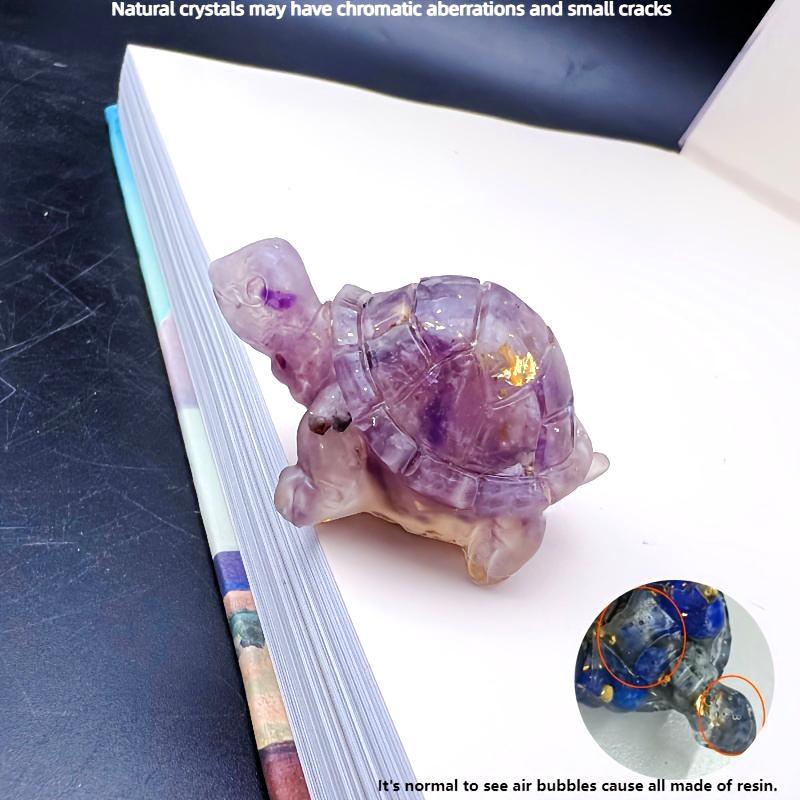 Cute Turtle Design Crystal Resin Figurine, 1 Count Creative Desktop Ornament, Home Decor for Living Room Bedroom Office, Car Interior Decoration