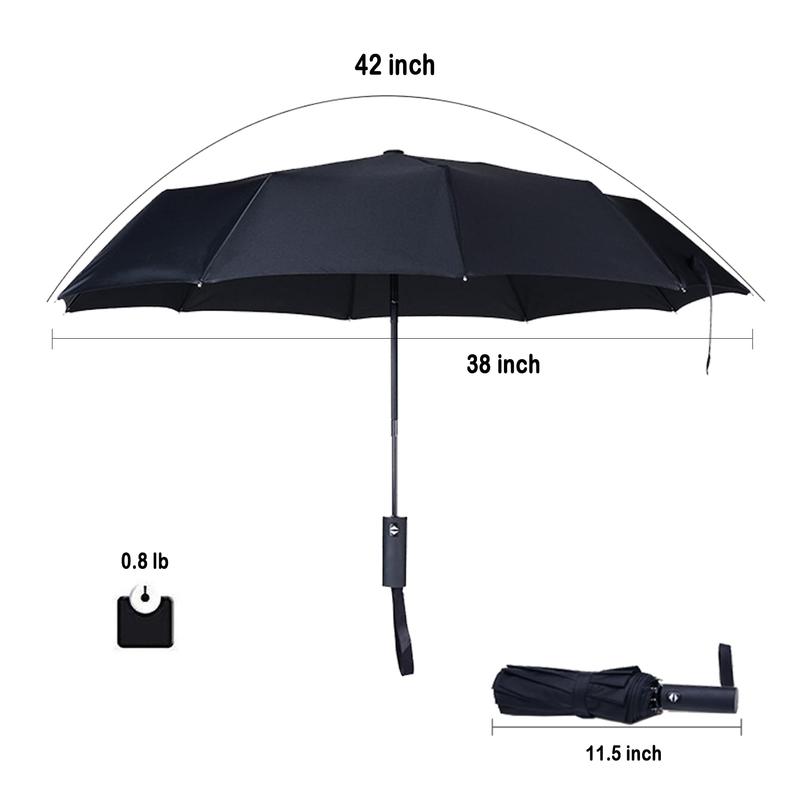 Travel Essentials Umbrella Windproof Compact Collapsible Light, Automatic, Strong and Portable, Wind Resistant, Folding Small Umbrella for Rain