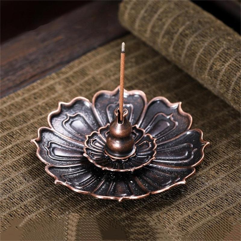 Lotus Design Incense Burner, 1 Count Vintage Flower Shaped Alloy Incense Holder, Desktop Decoration without Incense for Home Bedroom, Home Accessories, Spring Decorations for Home