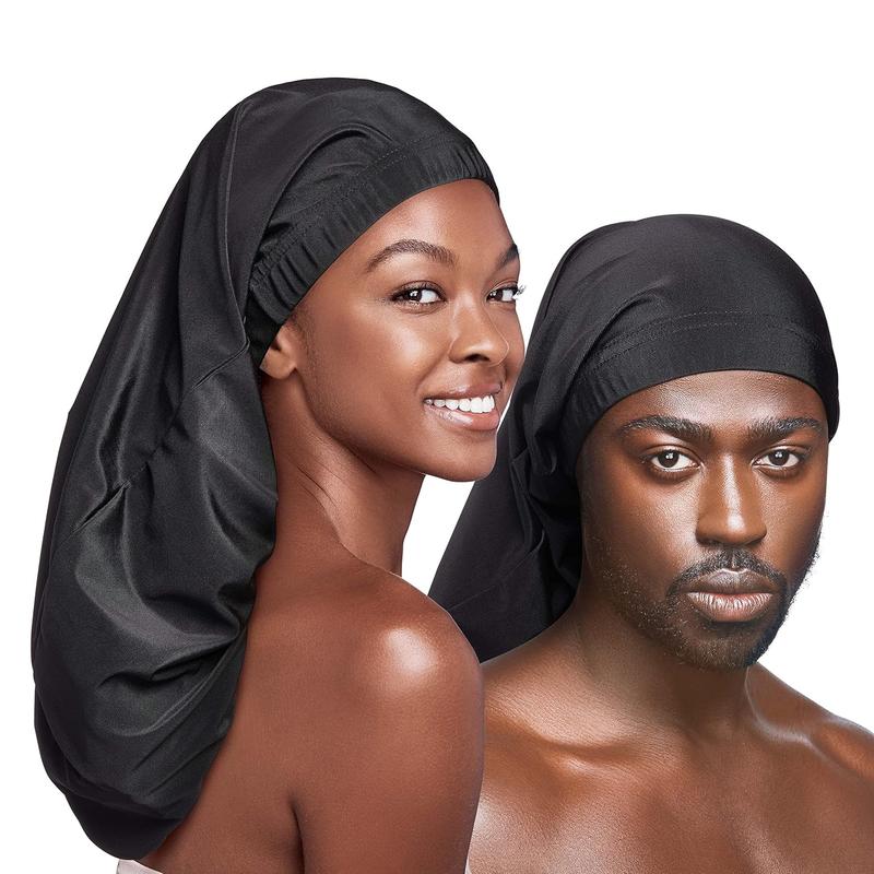 Unisex Silky Spandex Loc Cap, Dreadlocks & Braids Cap, Shower Cap, Sleep Cap, Black (Super )