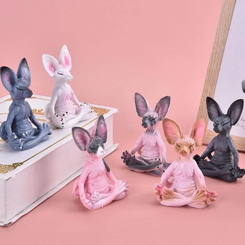 Home Decor Toy for Girls and Boys, 1 Count Girl Toy Yoga Sphynx Cat Design Resin Statue for Living-room Office Desk