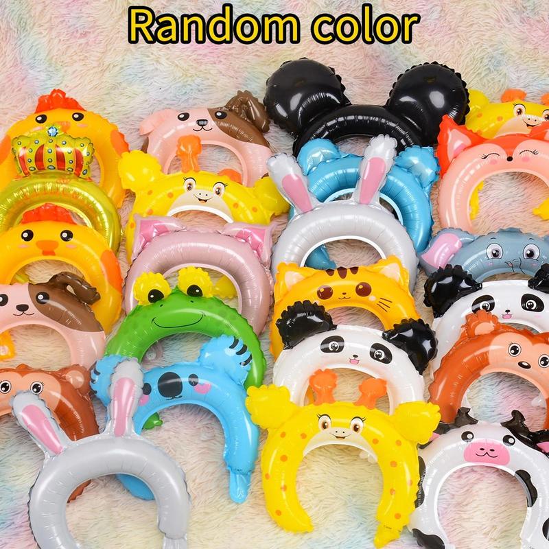 20pcs Random Color Cartoon Animal Pattern Headband Balloon, Party Decoration Balloon, Cute Party Decorations For Kids And Adults