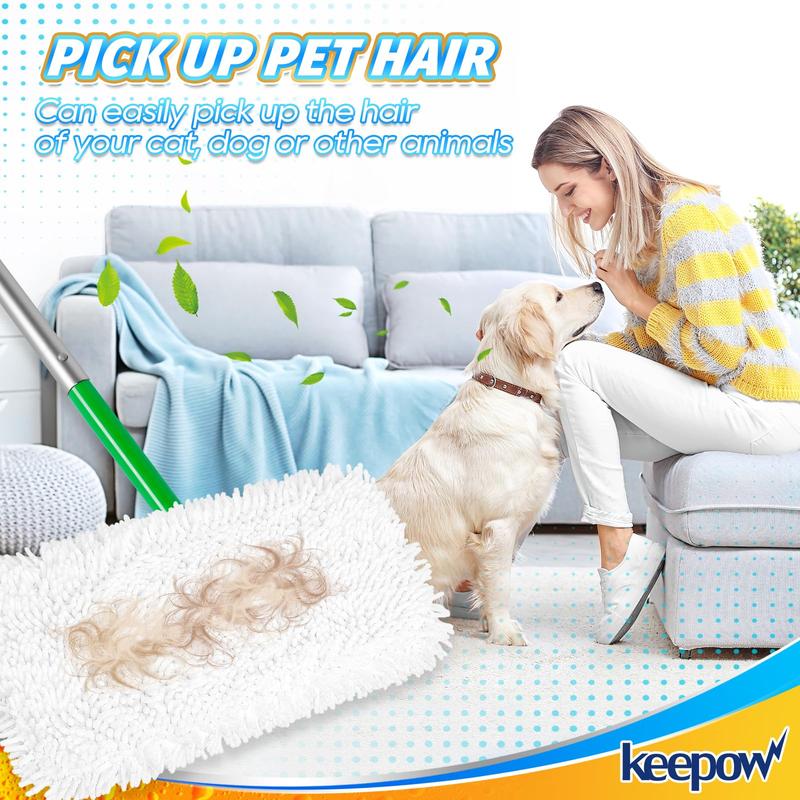 KEEPOW Reusable Microfiber Mop Pads Compatible with for All 10 Inches Swiffer Sweeper Mop 4 Pack (Mop is Not Included)