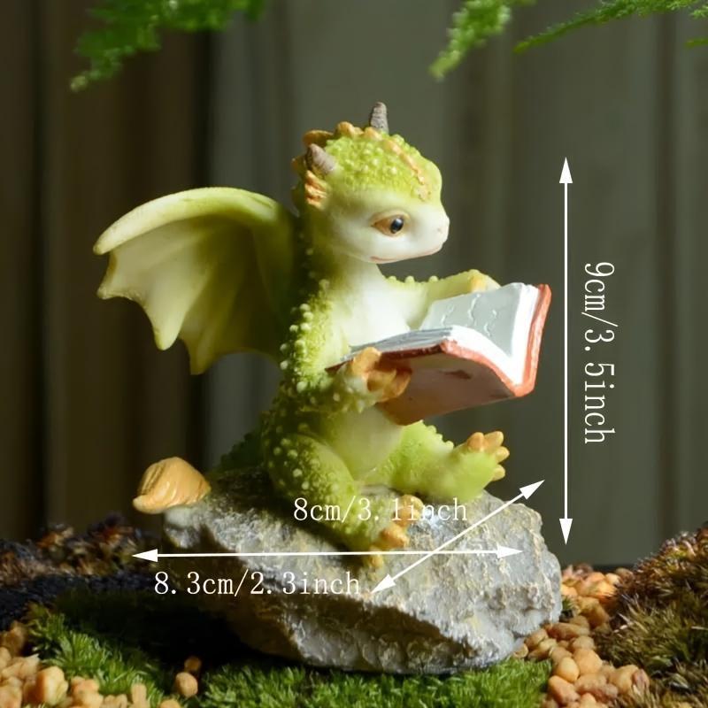 Dinosaur Reading Book Design Resin Sculpture, 1 Count Cute Animal Design Desktop Decorative Ornament, Desktop Decoration for Home Office Dormitory, Home Decor