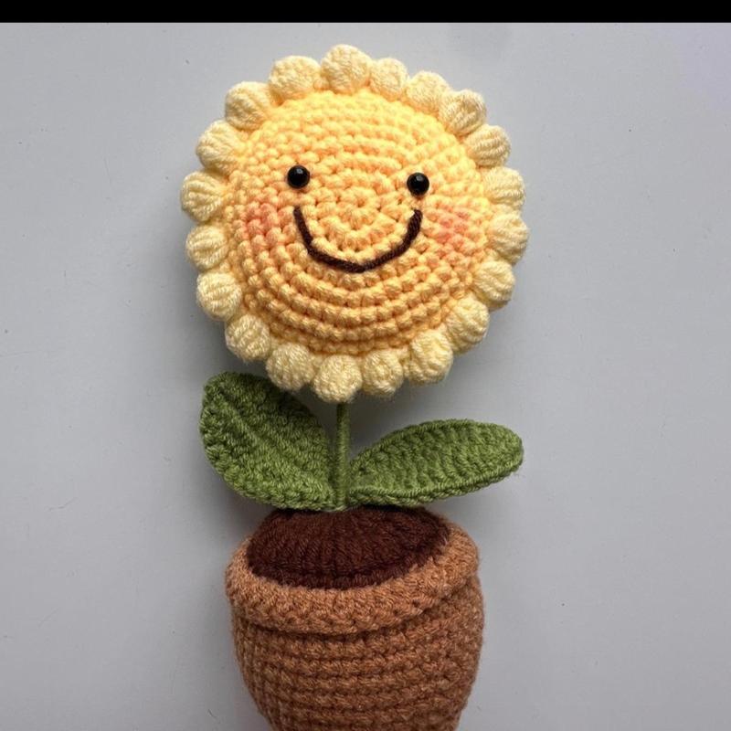 Crochet Flowers Pot Handmade | Decorative