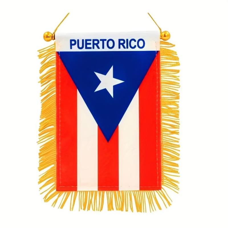 Puerto Rico Window Hanging Flag, Mini Flag Banner with Suction Cup, Hanging Flag for Home Car, Party Favor Supplies, Party Decoration Supplies