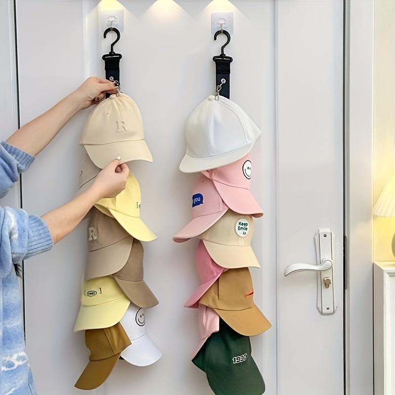 Baseball Cap Storage Rack, 2 Counts Hat Storage Hanger with 8 Clips, Hat Organizer for Home Bedroom Wardrobe, Home Organizer