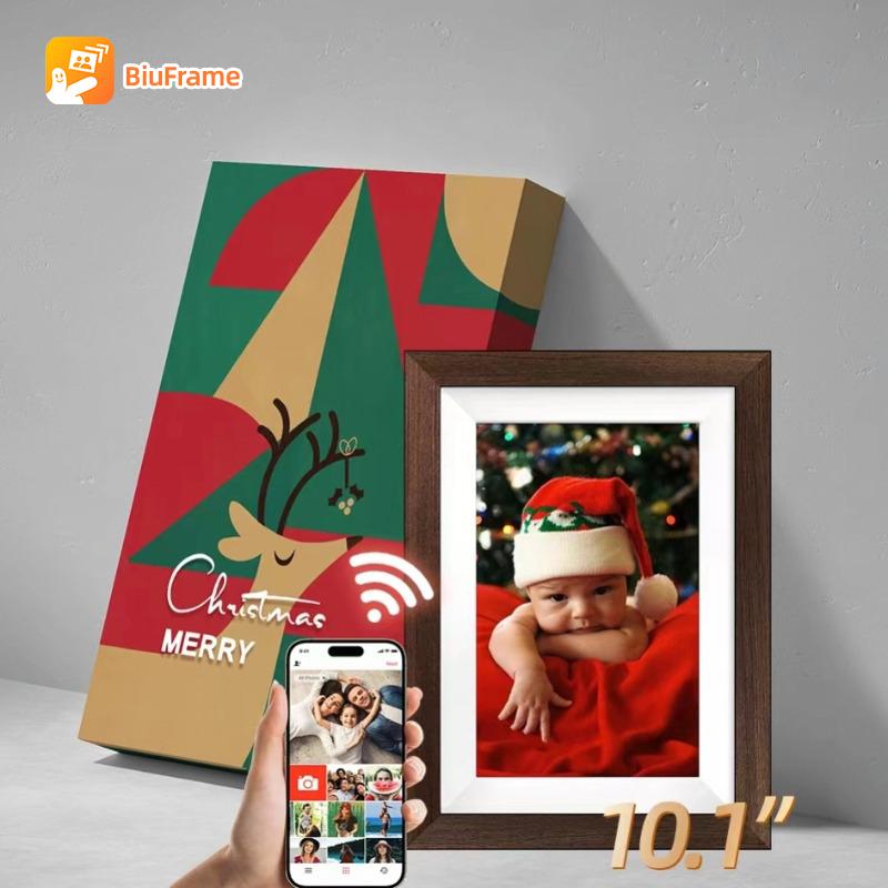 Black Friday | Thanksgiving & Christmas Gift WiFi Digital Touchscreen Photo Frame with Gift Box, 1280 * 800IPS HD Cloud Smart Digital Photo Frame, Wall Mountable, Auto-Rotate,Easy to Share Photos or Videos via Biu Frame APP