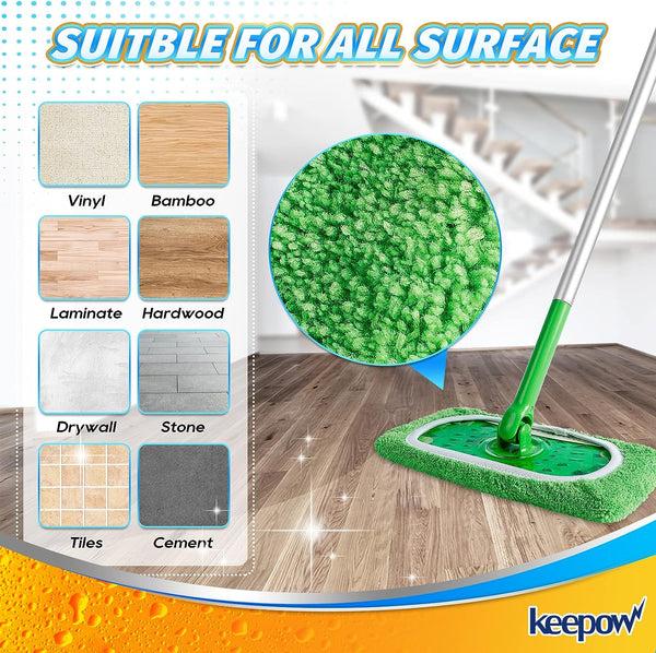 KEEPOW 5701M Reusable Green Cotton Pads for All 10 Inches Flat Mop (mop is not include)