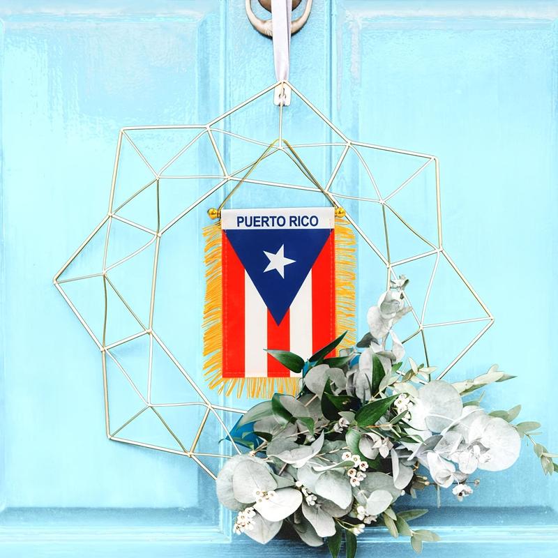 Puerto Rico Window Hanging Flag, Mini Flag Banner with Suction Cup, Hanging Flag for Home Car, Party Favor Supplies, Party Decoration Supplies