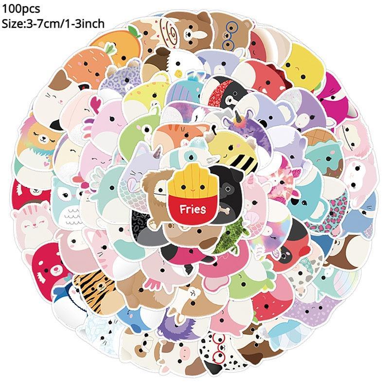 100 Sheets Set Cartoon Animal Series DIY Sticker, Mixed Pattern Decorative Graffiti Sticker For Wall Water Bottle Skateboard Helmet Car Bike