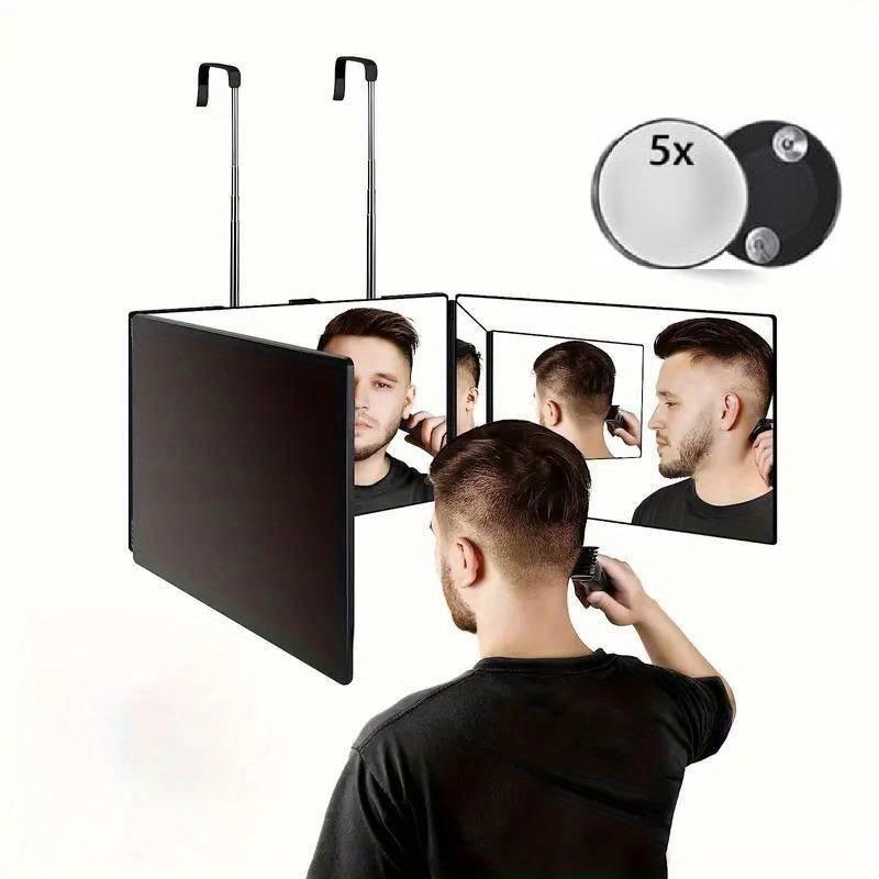 Hot 3 Way Trifold Haircut Mirror Makeup Mirror, 360 Degree Mirror for Hair Cutting, Shaving, Grooming, Hair Styling, Dye Hair and Makeup with Adjustable Height Brackets, Portable for Travel, Bedrooms, Bathroom