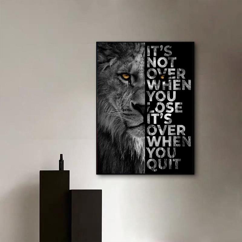 Lion & Letter Pattern Wall Art without Frame, 1 Count Motivational Slogan Modern Canvas Wall Art Poster, Wall Art Decor for Home Living Room Bedroom Office School