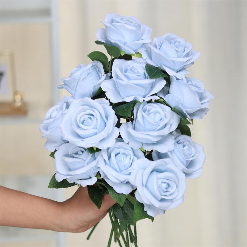 Artificial Rose Bouquet without Vase, 12pcs Faux Flower Bouquet, Decorative Flowers for Home Wedding Party Decor