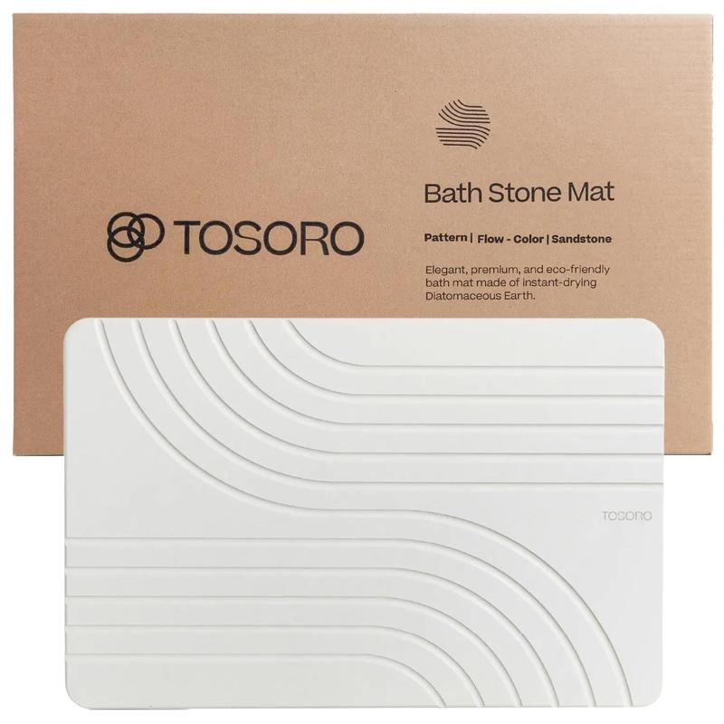 TOSORO - Stone Bath Mat, Diatomaceous Earth Non-Slip Stone Shower Mat - Quick Drying Absorbent Bath Stone Mat - Elegant & Modern Design, Easy to Clean (23.5 x 15 Graphite)