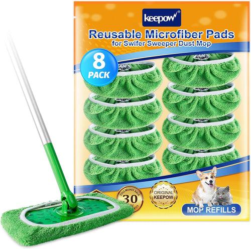 KEEPOW 5701M Reusable Green Cotton Pads for All 10 Inches Flat Mop (mop is not include)