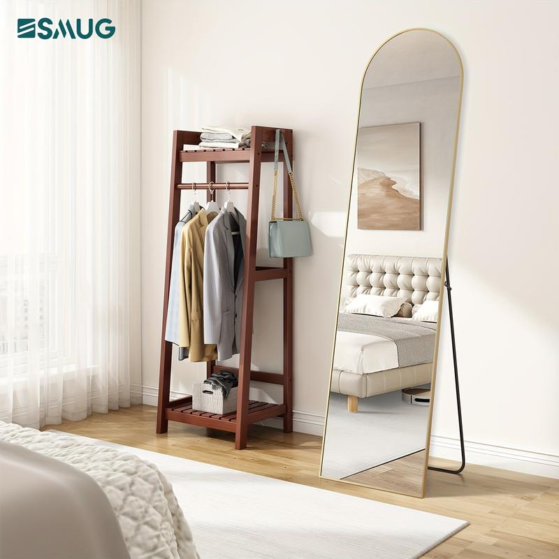 Full-Length Aluminum Arch Floor Mirror, HD Full Body Mirror for Bedroom and Living Room