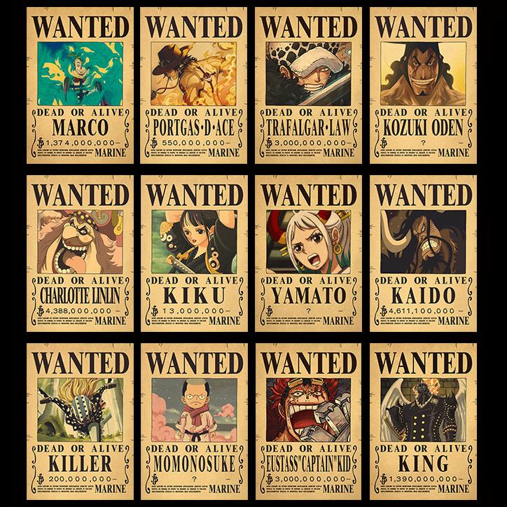 Anime OP Wanted Poster New World Luffy Poster Straw Hat Pirates Wanted Posters Set