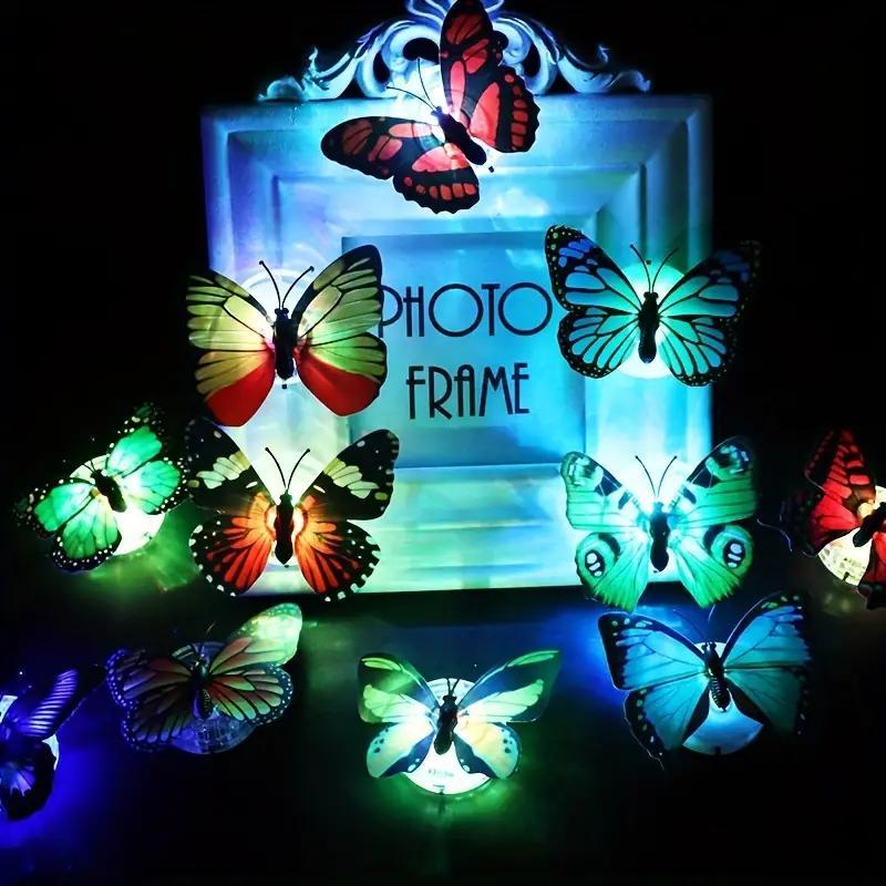 Christmas Random Color 3D Butterfly Shaped Night Light for Room Decor, 24pcs set Luminous Wall Sticker Room Decor, Pride Month Decorative Decal for Party Festival, Bedroom Decor, Summer Essentials