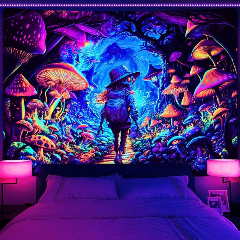 UV Glow Skull Tapestry - Cool Eye-catching Wall Decor for Teen Bedrooms